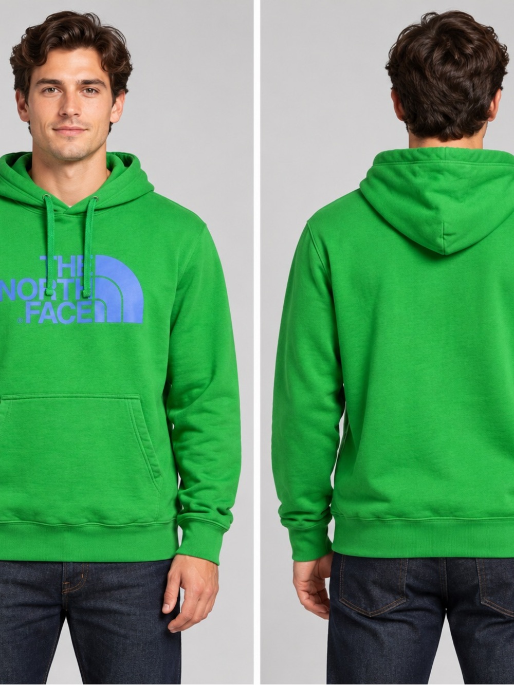 The North Face Bright Green Hoodie with Blue Logo